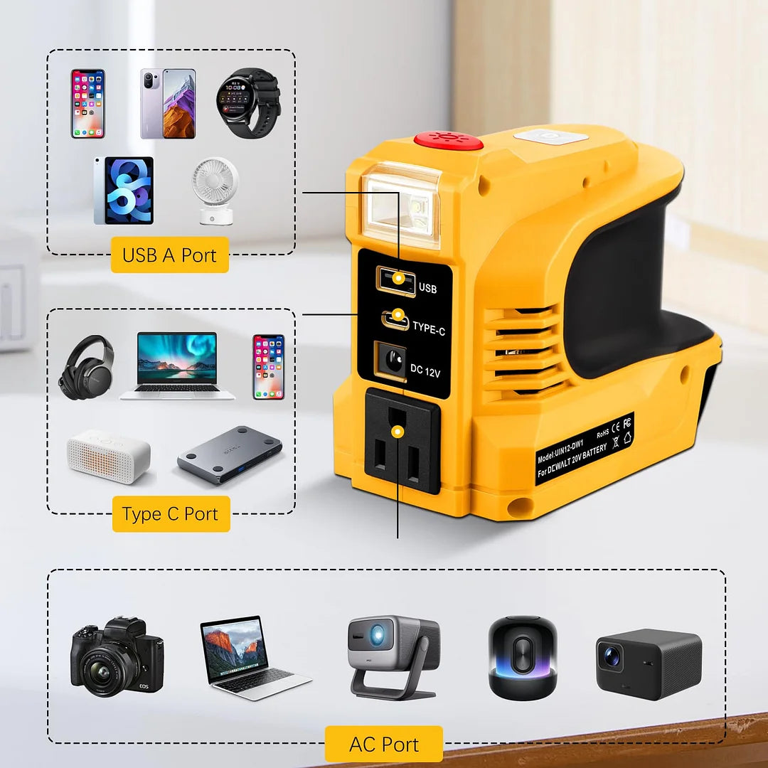 220W Power Inverter for DeWalt 20V Batteries