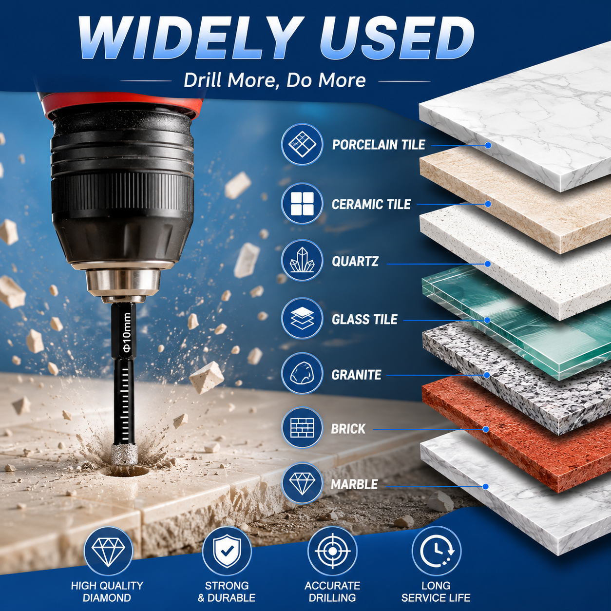 Diamond Tile Drill Bits – 6 Piece Set