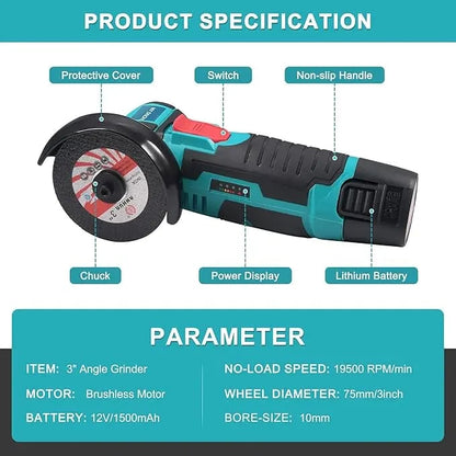 12V Cordless Mini Angle Grinder Kit