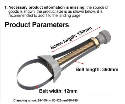 Adjustable Oil Filter Strap Wrench