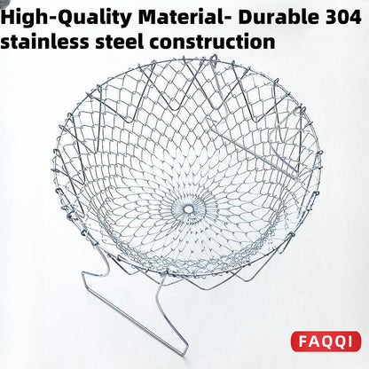 Foldable Stainless Steel Frying and Straining Basket