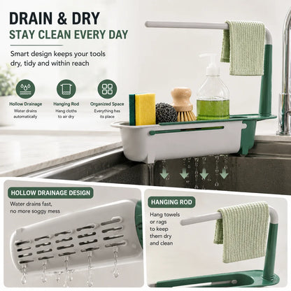 Adjustable Telescopic Sink Organizer Drain Rack