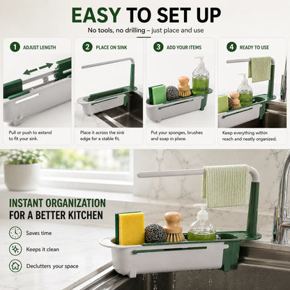 Adjustable Telescopic Sink Organizer Drain Rack