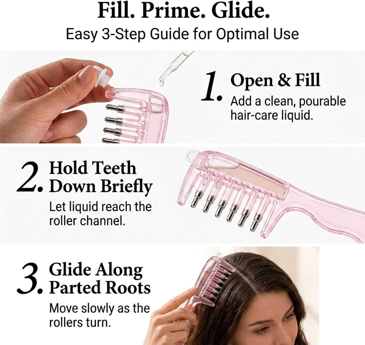 Crystal Roller Scalp Oil Applicator Comb