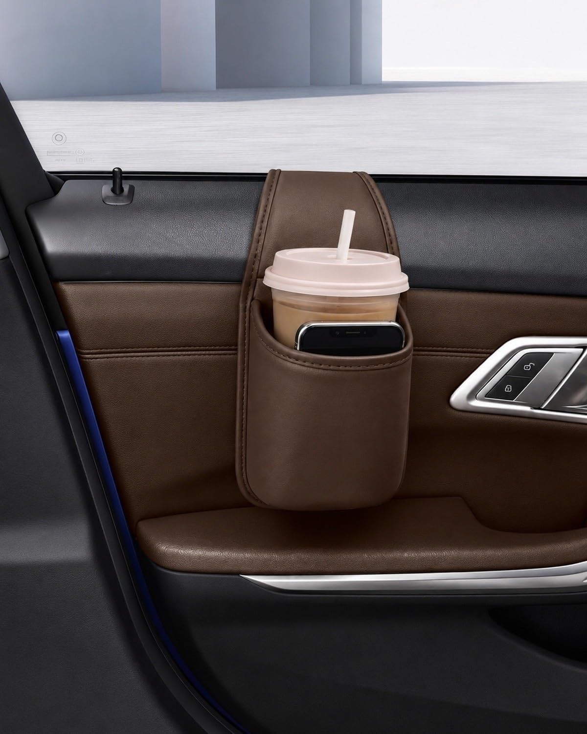Universal Car Door Leather Cup Holder Organizer