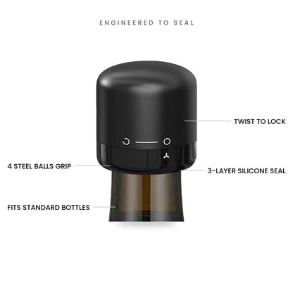 Vacuum Wine & Champagne Bottle Stopper – 2-Piece Set