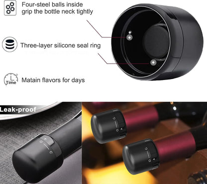 Vacuum Wine & Champagne Bottle Stopper – 2-Piece Set