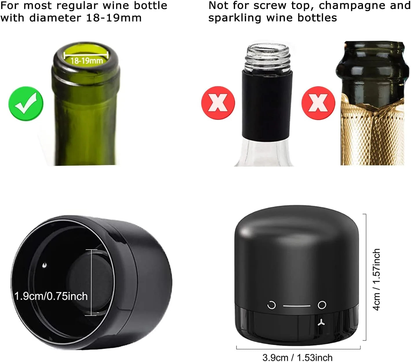Vacuum Wine & Champagne Bottle Stopper – 2-Piece Set