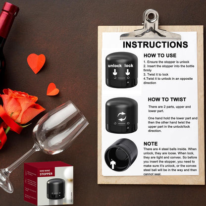Vacuum Wine & Champagne Bottle Stopper – 2-Piece Set