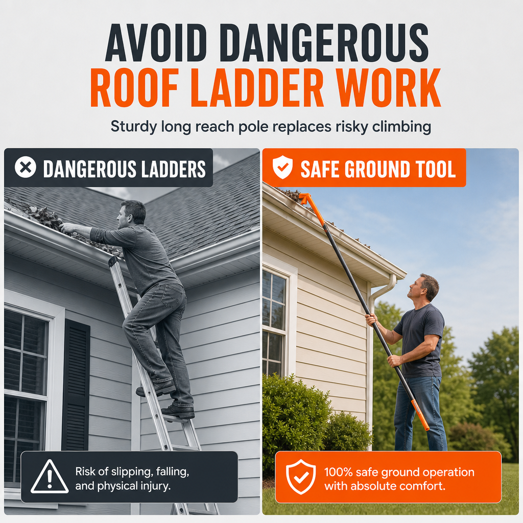 Extendable Ground-Level Gutter Cleaning Tool