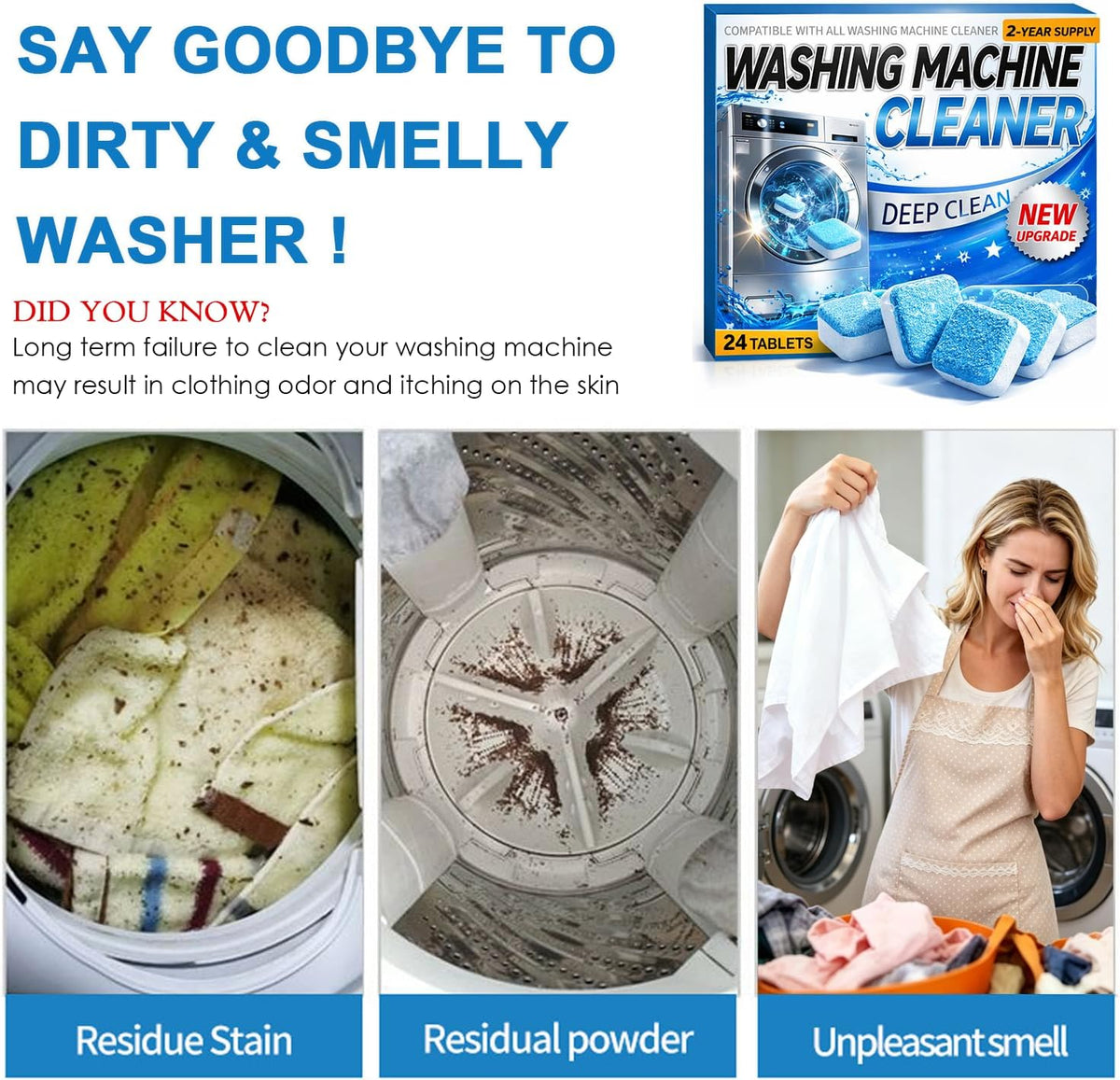 Washing Machine Cleaner Tablets – 24 Pack