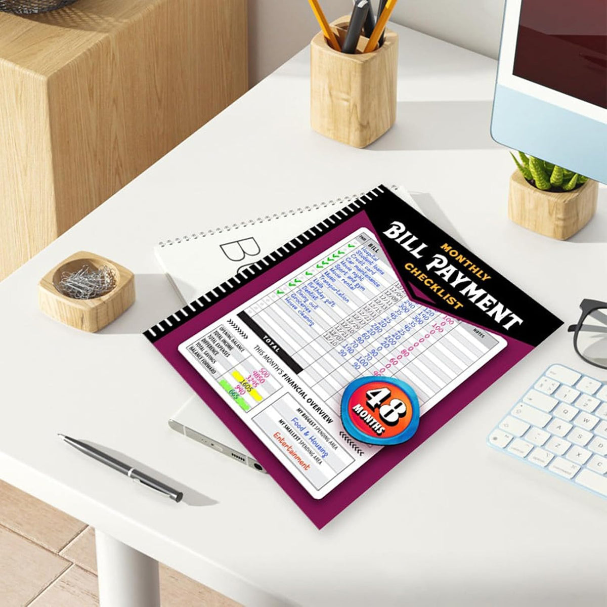 Four-Year Monthly Bill Payment Tracker Notebook