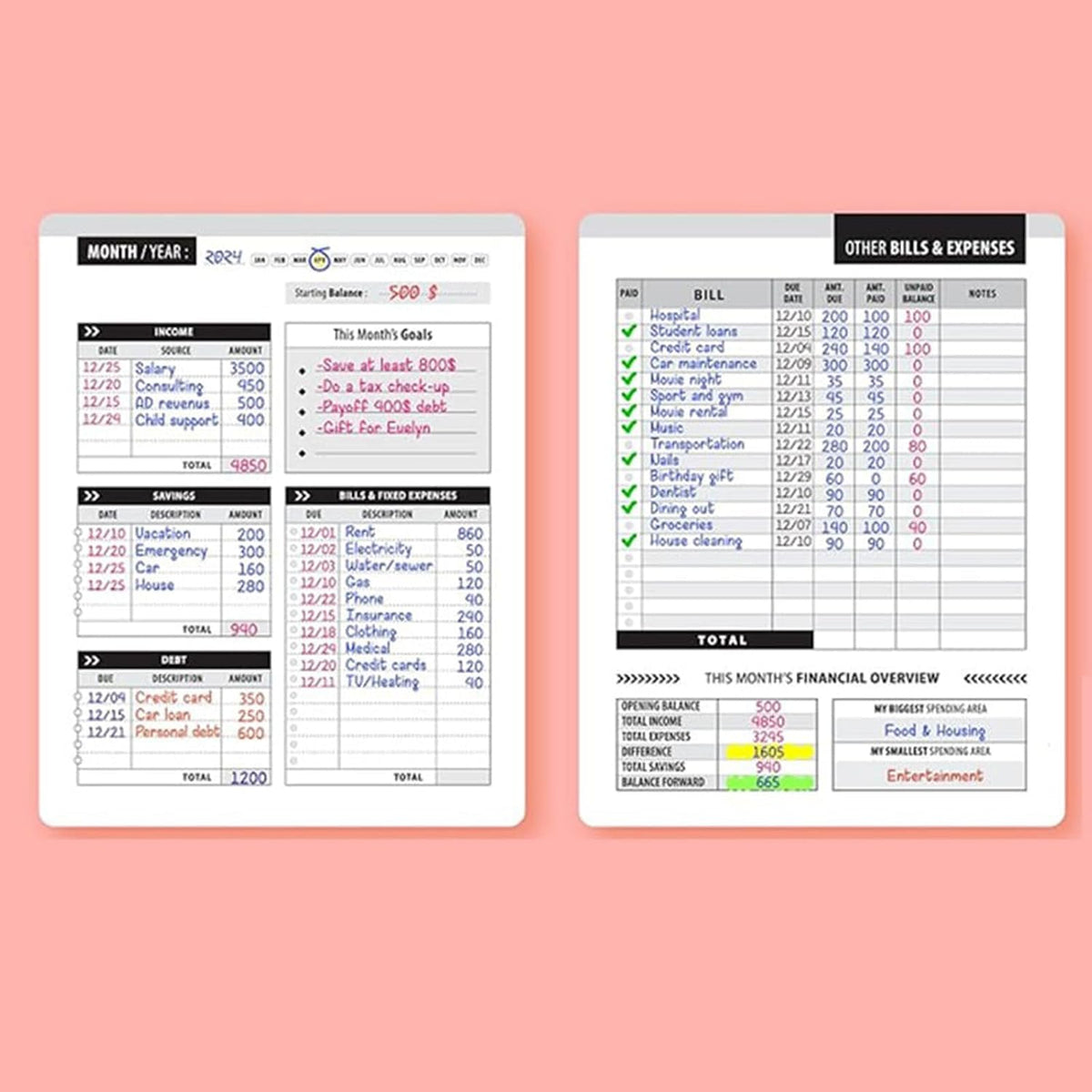 Four-Year Monthly Bill Payment Tracker Notebook