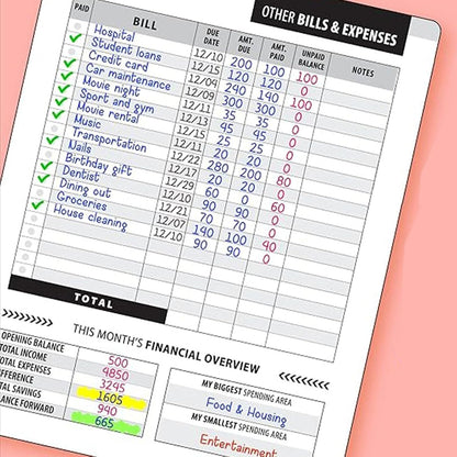 Four-Year Monthly Bill Payment Tracker Notebook