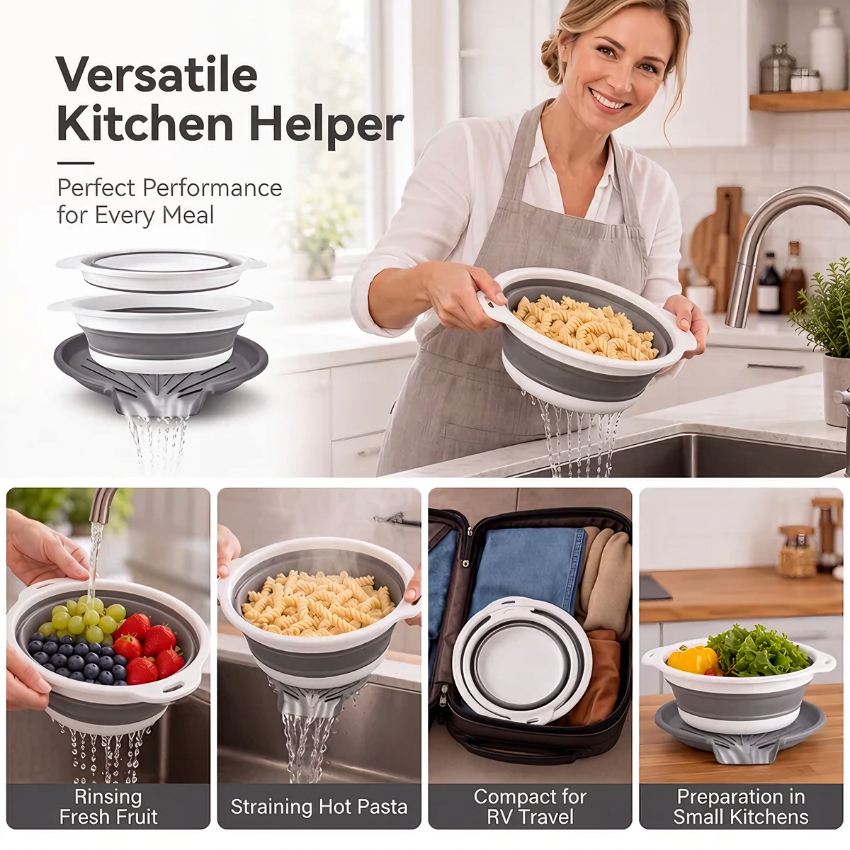 Foldable Drain Basket Set with Base