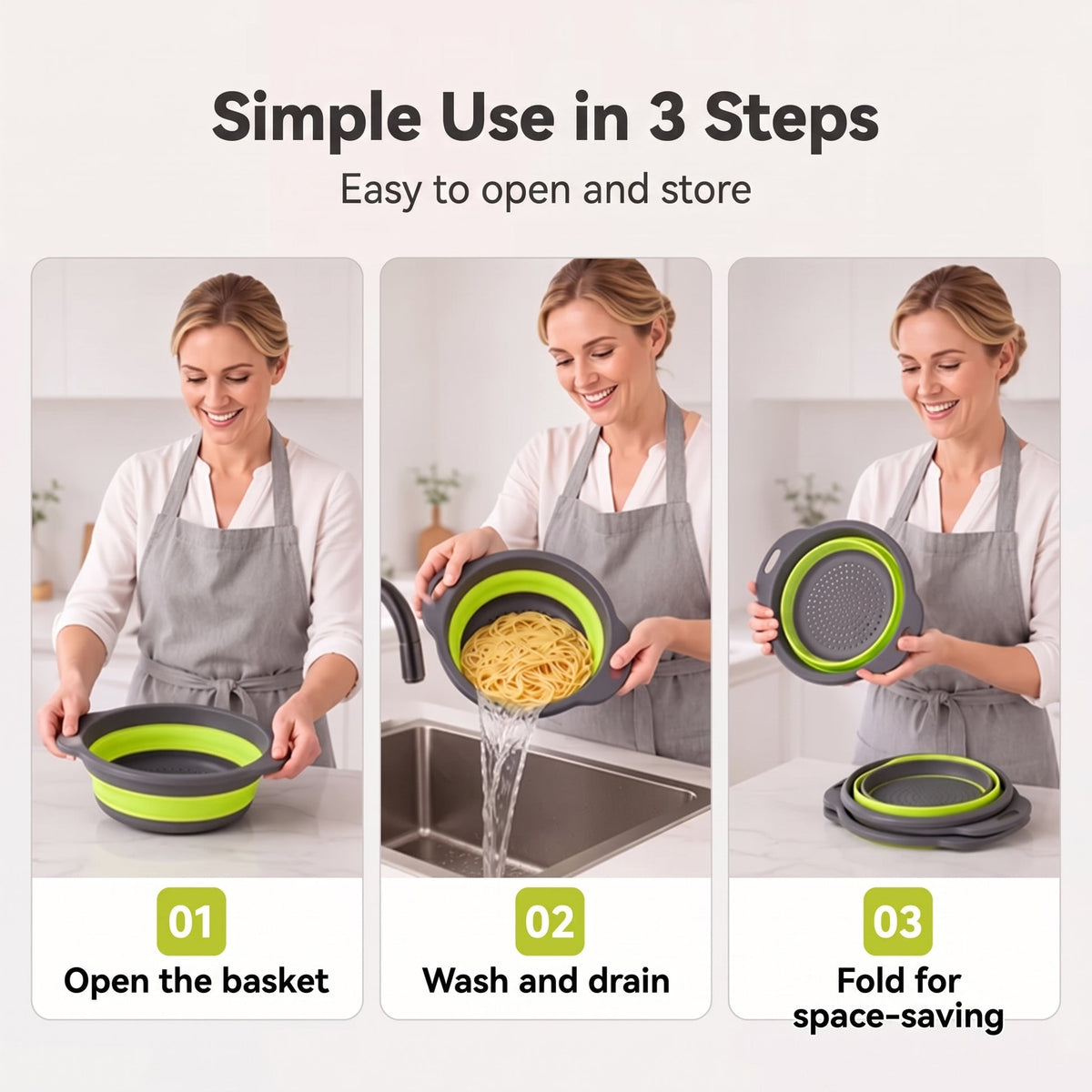 Foldable Drain Basket Set with Base