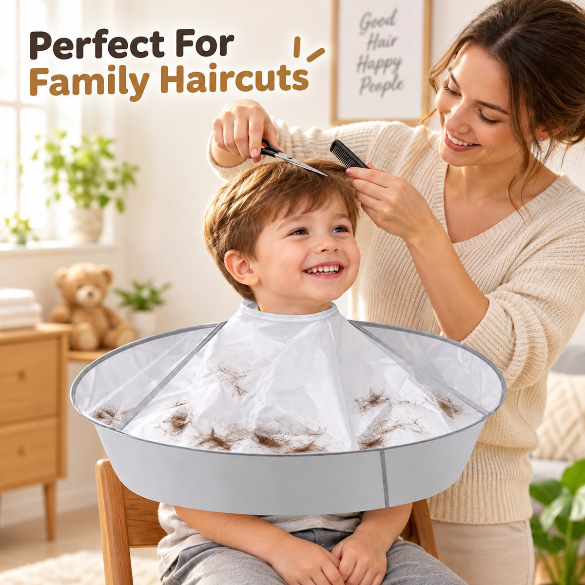 Foldable Haircut Cape with Hair-Catching Collar