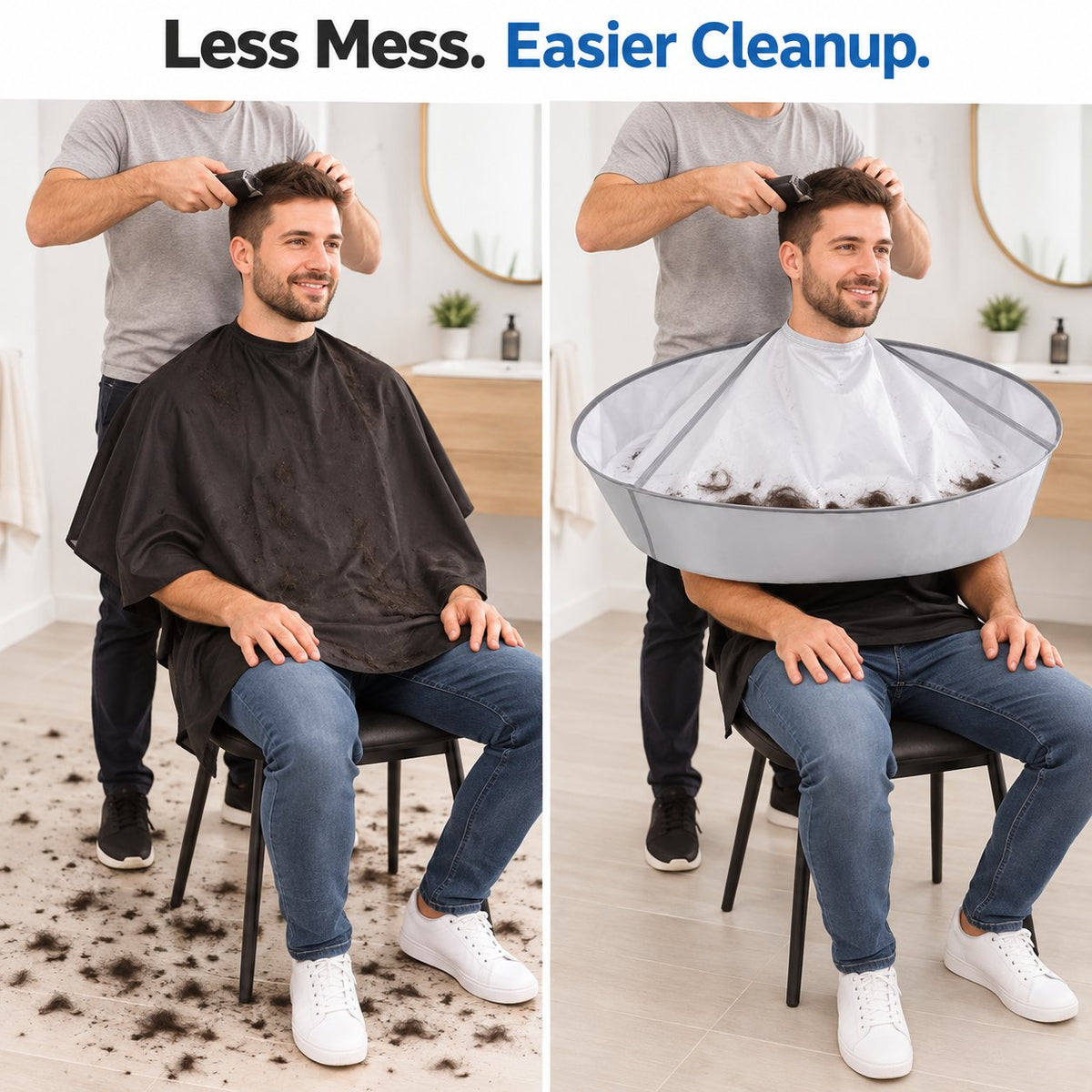 Foldable Haircut Cape with Hair-Catching Collar
