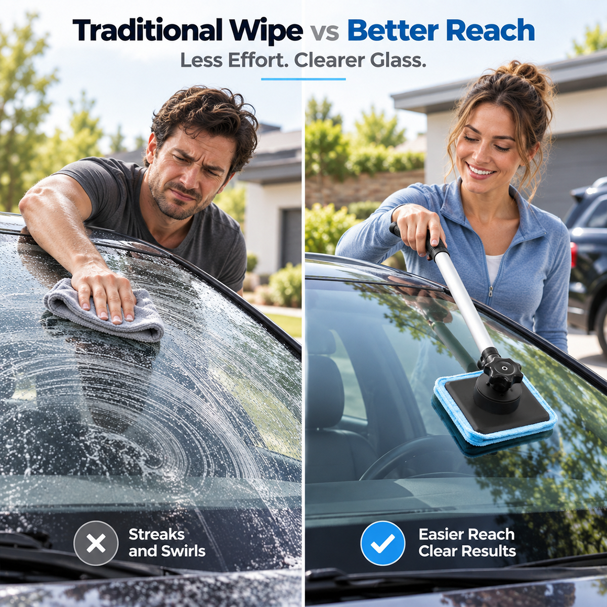 Dual-Sided Magnetic Car Windshield Cleaning Tool