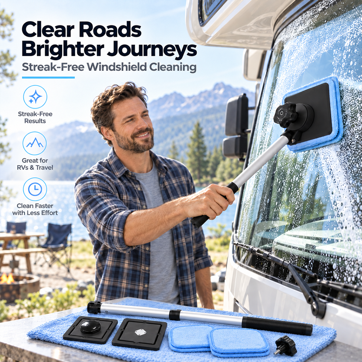 Dual-Sided Magnetic Car Windshield Cleaning Tool