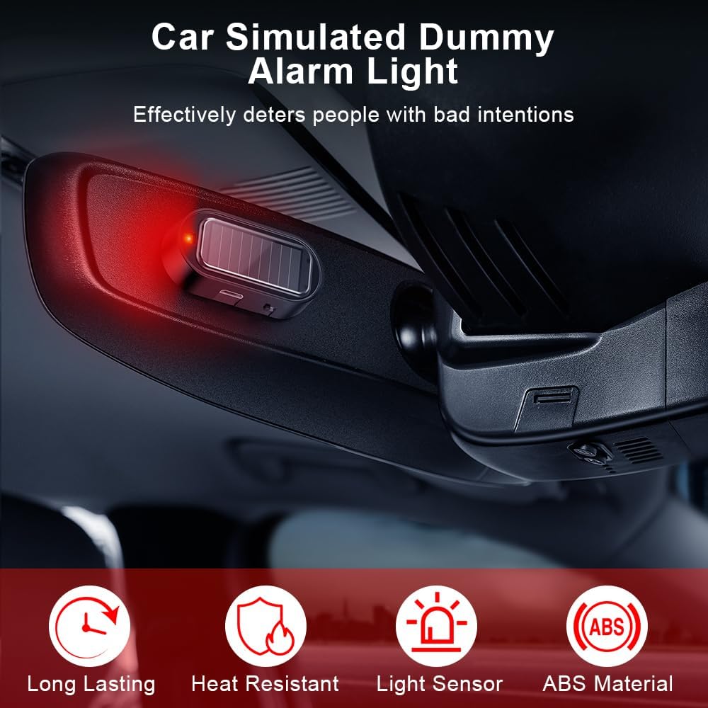 Solar-Powered Car Warning Light Pair with Automatic Flash Effect