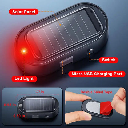 Solar-Powered Car Warning Light Pair with Automatic Flash Effect