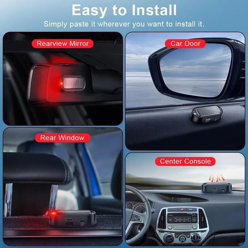 Solar-Powered Car Warning Light Pair with Automatic Flash Effect