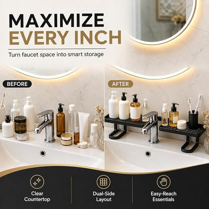 No-Drill Over-Faucet Sink Shelf for Bathroom Counter Storage