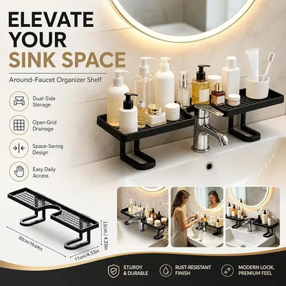 No-Drill Over-Faucet Sink Shelf for Bathroom Counter Storage