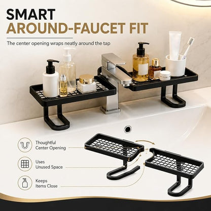 No-Drill Over-Faucet Sink Shelf for Bathroom Counter Storage