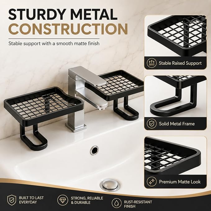 No-Drill Over-Faucet Sink Shelf for Bathroom Counter Storage