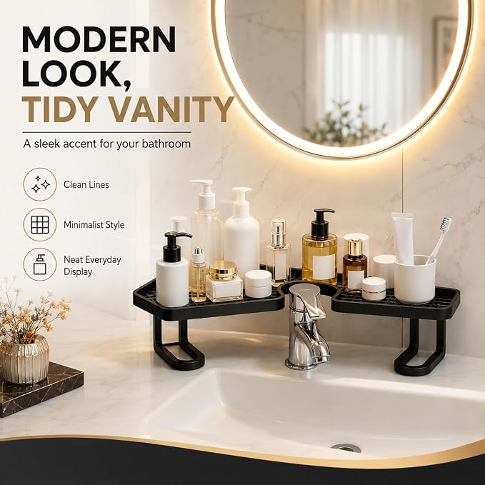 No-Drill Over-Faucet Sink Shelf for Bathroom Counter Storage