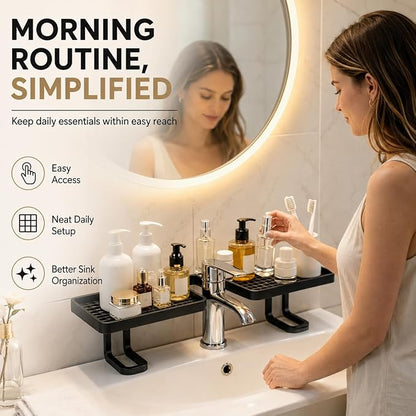 No-Drill Over-Faucet Sink Shelf for Bathroom Counter Storage