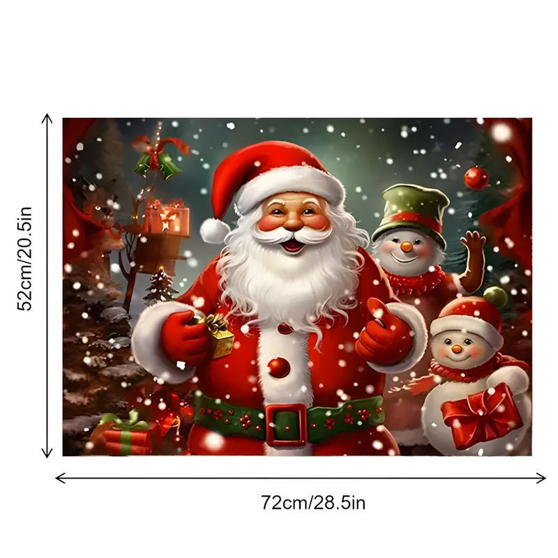 Santa Print Flannel Floor Mat with Dot-Grip Back, 50 × 80 cm
