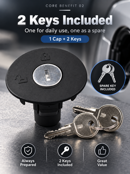 Locking Fuel Tank Cap with Keys for Compatible Vehicles