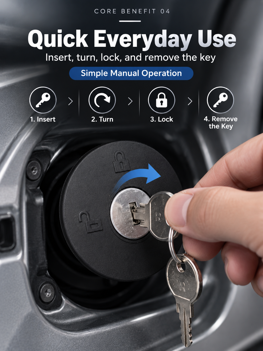 Locking Fuel Tank Cap with Keys for Compatible Vehicles