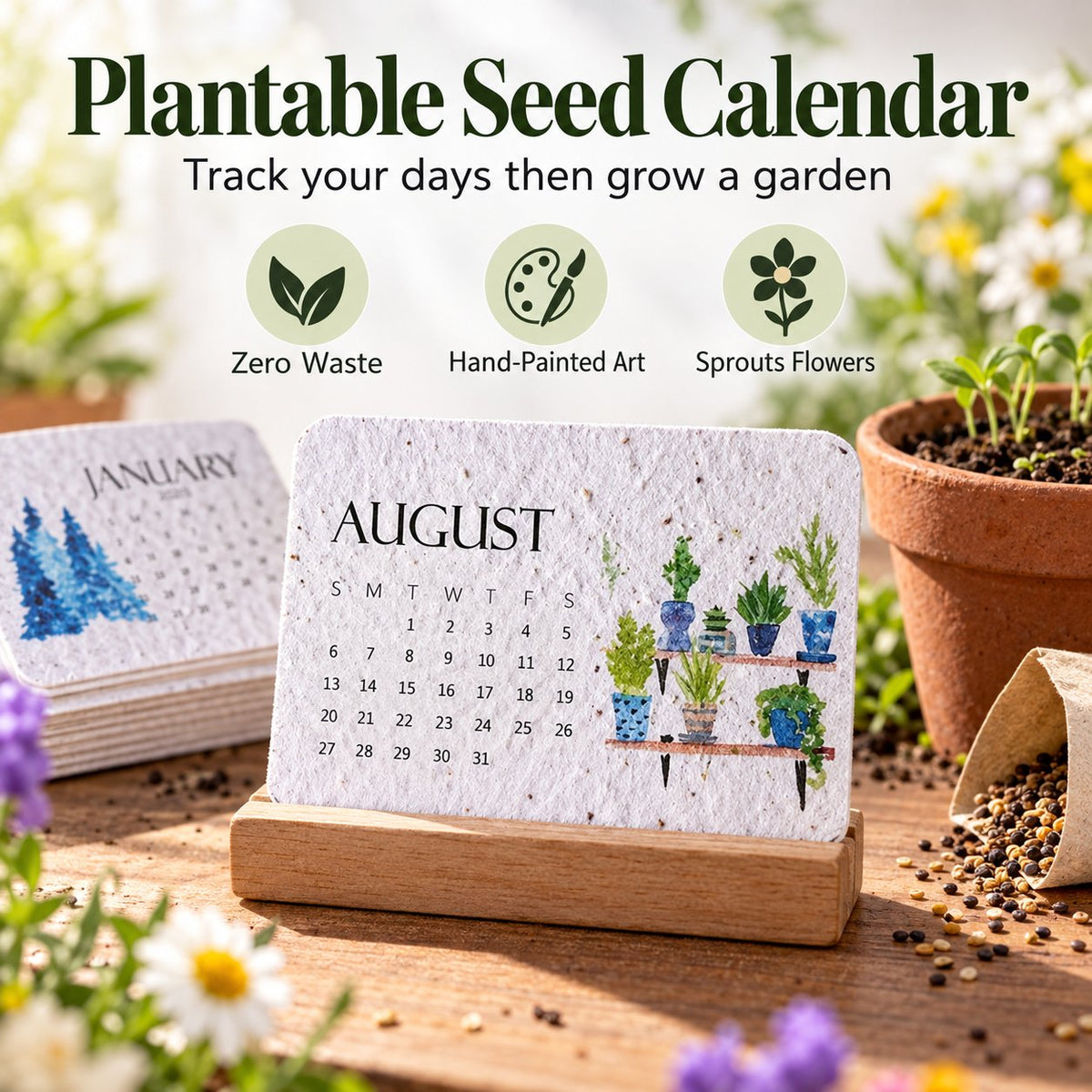 2027 Plantable Seed Calendar with Display Stand