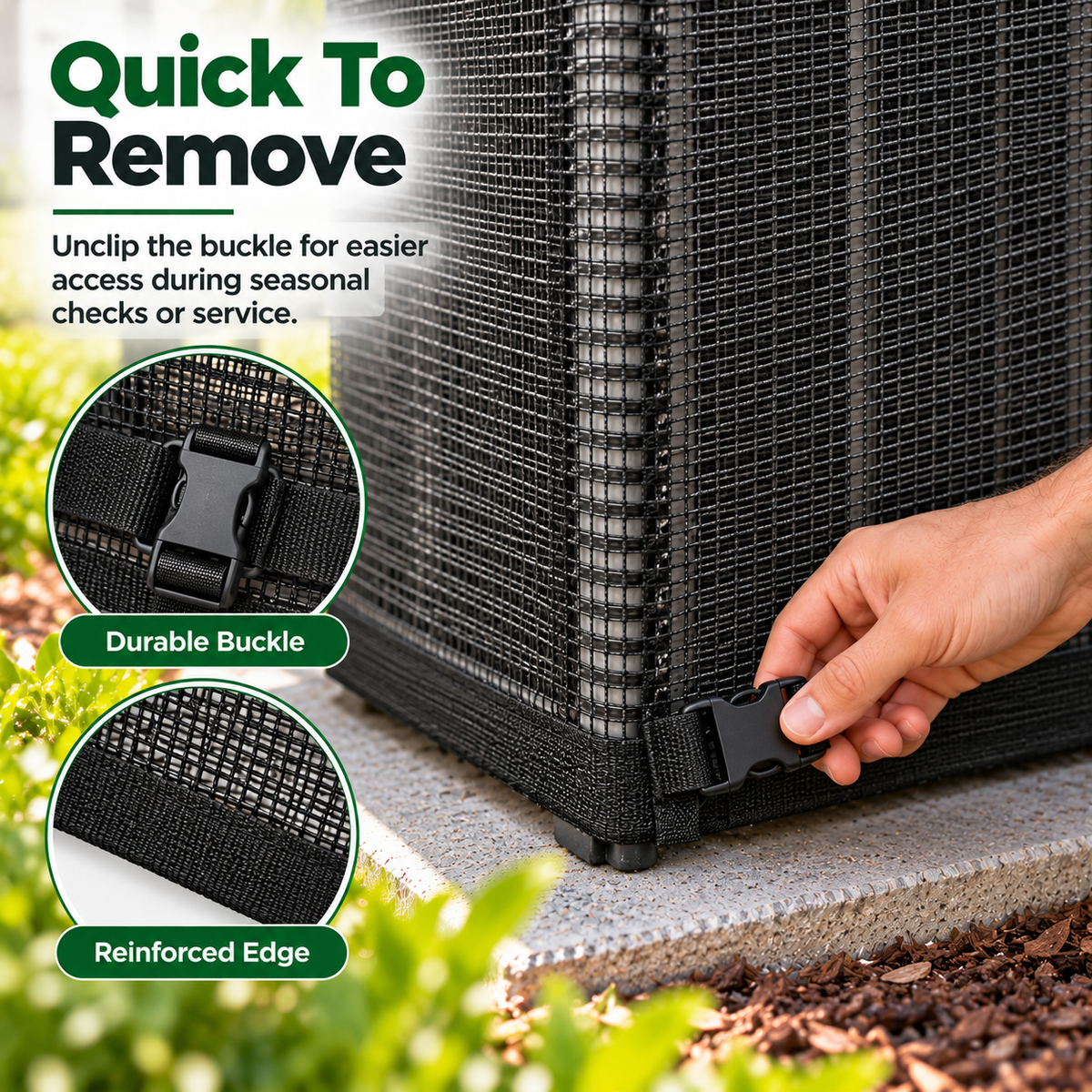 Black Mesh Outdoor Air Conditioner Cover, 61 × 61 × 76 cm