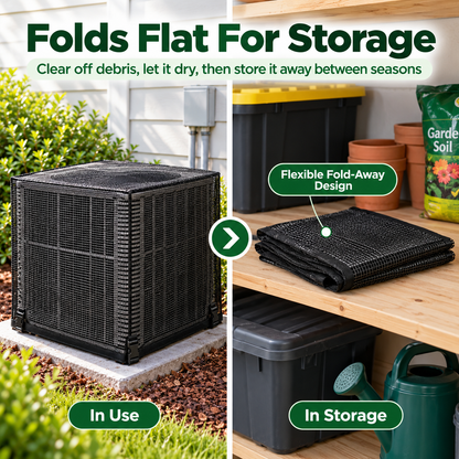 Black Mesh Outdoor Air Conditioner Cover, 61 × 61 × 76 cm