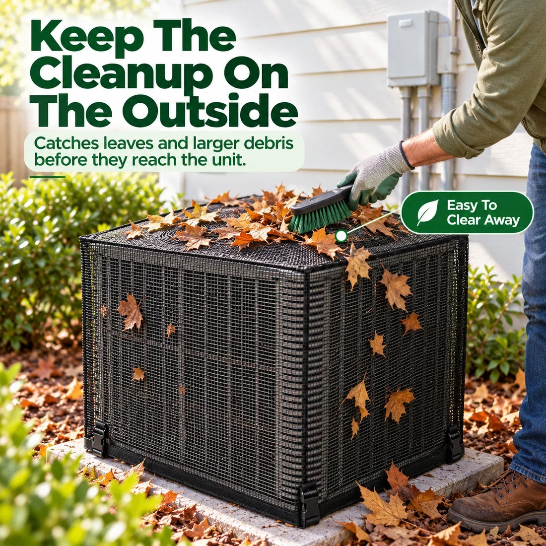 Black Mesh Outdoor Air Conditioner Cover, 61 × 61 × 76 cm