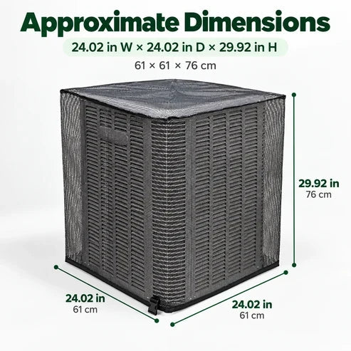 Black Mesh Outdoor Air Conditioner Cover, 61 × 61 × 76 cm