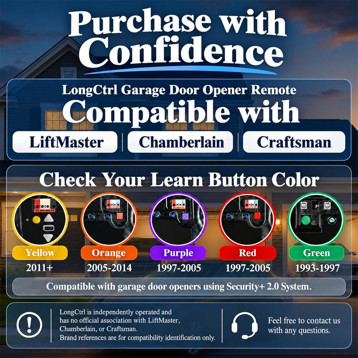 433 MHz Copy Remote with Two Button Layouts