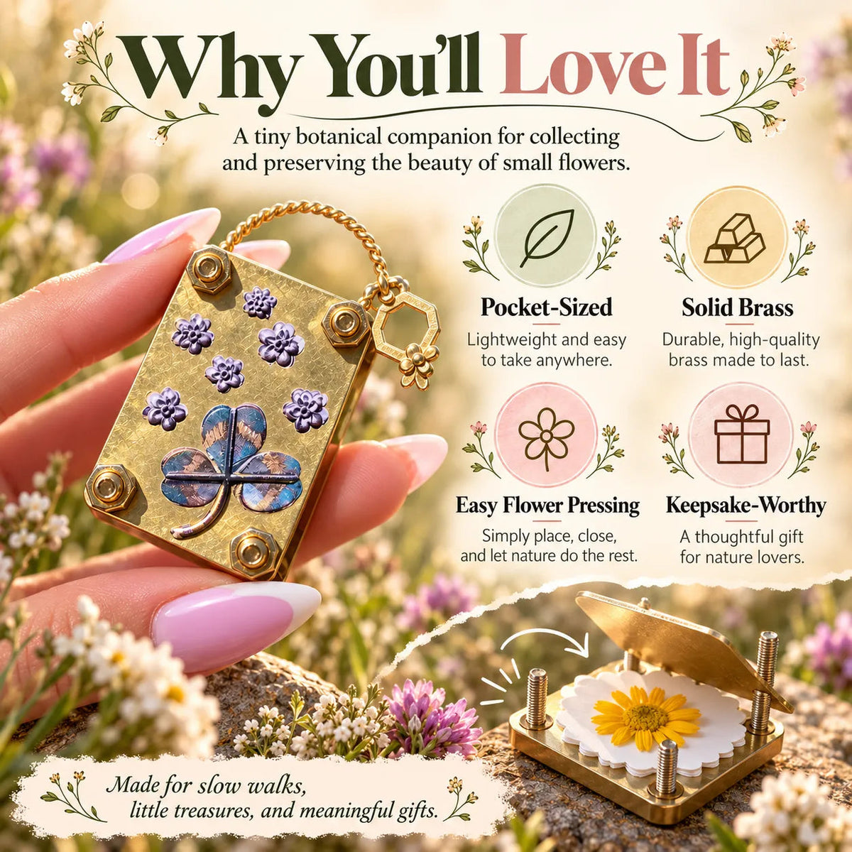 Mini Metal Flower Press Kit with Paper and Wrench