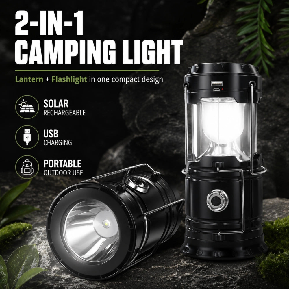 Collapsible Solar Lantern for Camping and Emergency Light