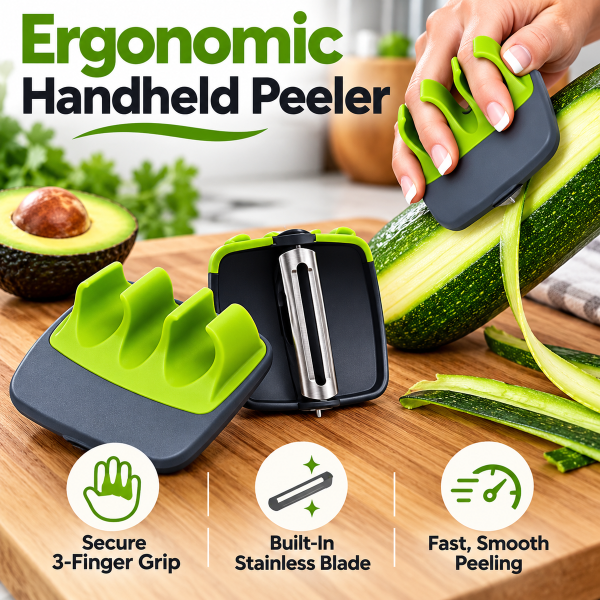 Two-Pack Finger-Grip Vegetable Peelers for Kitchen Prep