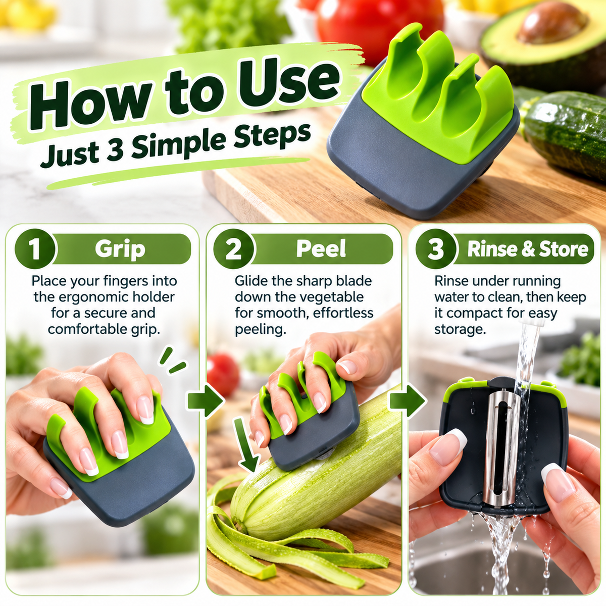 Two-Pack Finger-Grip Vegetable Peelers for Kitchen Prep