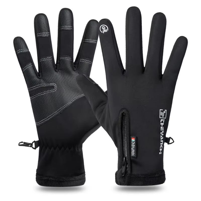 Zippered Touchscreen Winter Gloves for Cold-Weather Wear