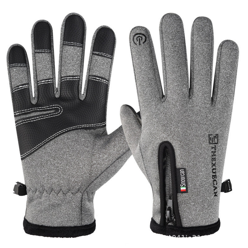 Zippered Touchscreen Winter Gloves for Cold-Weather Wear