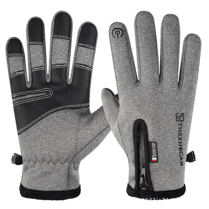 Zippered Touchscreen Winter Gloves for Cold-Weather Wear