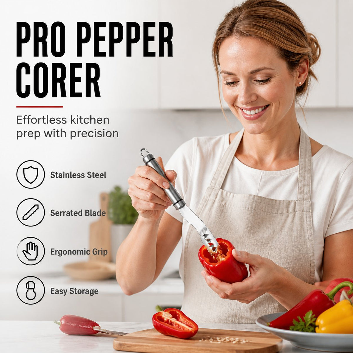 Stainless Steel Pepper Corer for Quick Seed Removal